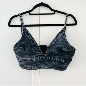 CARMAR Acid Wash Denim Jean Bra O/S small